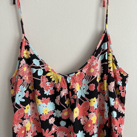 Modcloth Womens Black Floral Retro Tie Strap Tank Dress Casual Bohemian Size XL - Picture 4 of 9